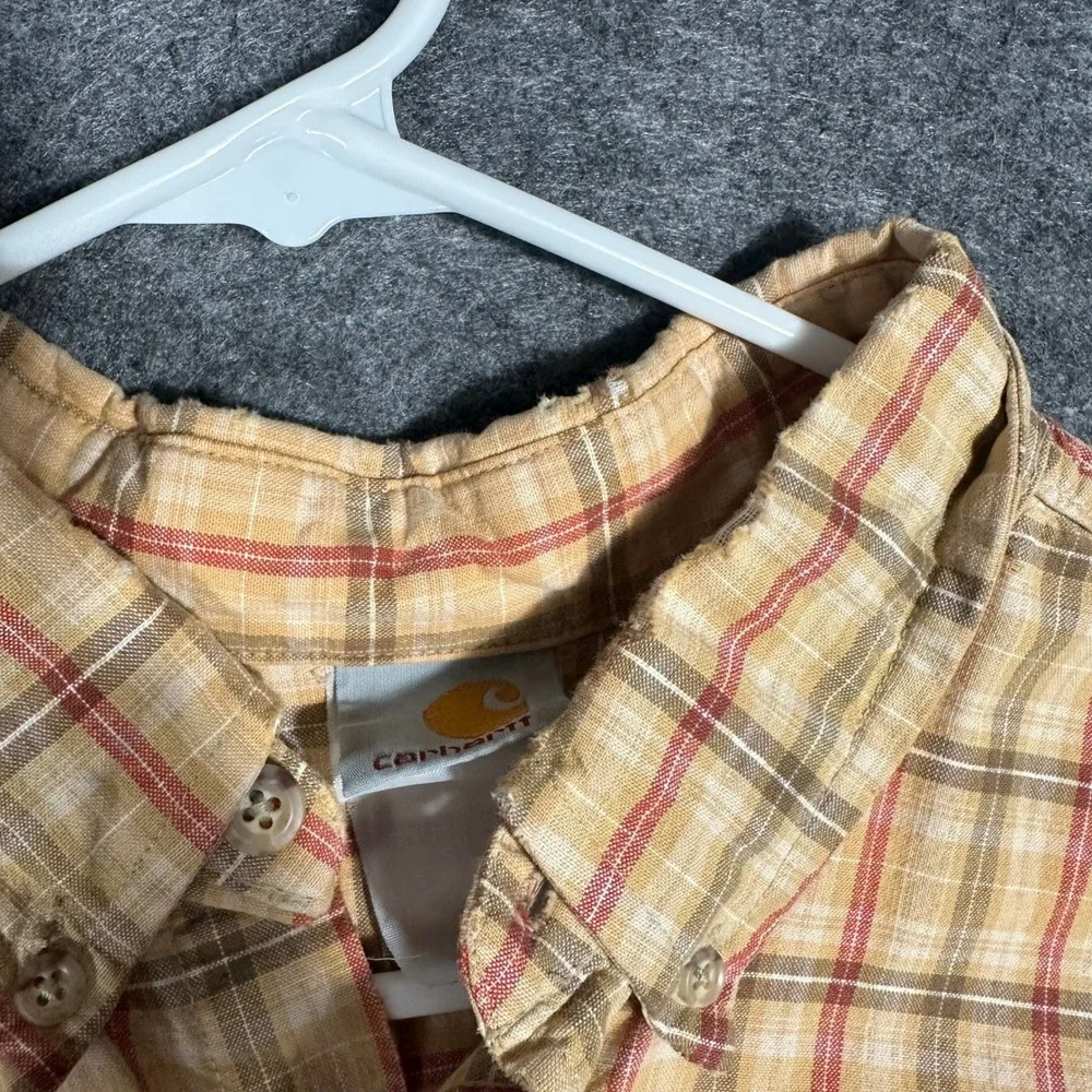 Carhartt Mens Plaid Short Sleeve Button Up Shirt Casual Workwear Size‎ 2XL